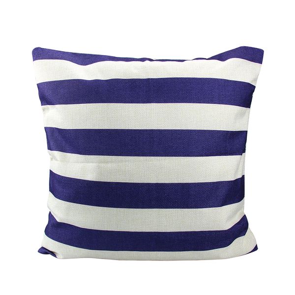 

decorative canvas square throw pillow cover cushion case navy blue stripe toss pillowcase with hidden zipper closure 18 x 18 inc