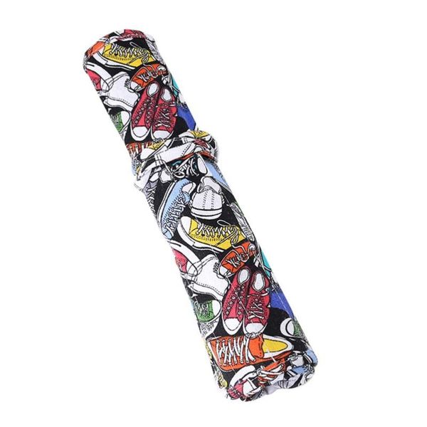 

22 slots printing paint brush holder durable canvas holder rollup for artist watercolor oil paint brush tools pens pencils