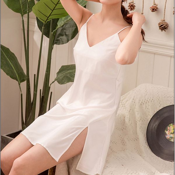 

deep v-neck nightdress lingerie nightgowns sleepwear night dress women sleeveless nightwear faux adjusted-straps 8.23, Black;red