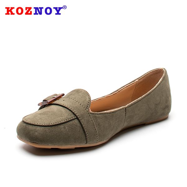 

koznoy single spring shoes women 2020 round toe flat bottom milk shoes women fashion slip shallow bean causal, Black