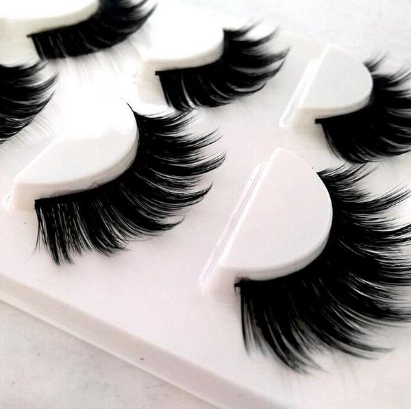 

3 pairs /set 3d false eyelashes messy cross thick natural fake eye lashes professional makeup tips bigeye long false eye lashes
