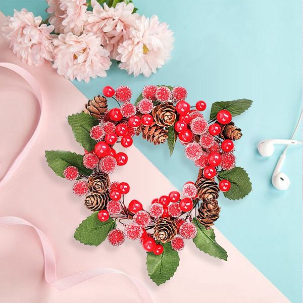 

christmas artificial wreath berries and pinecones decorative 12cm