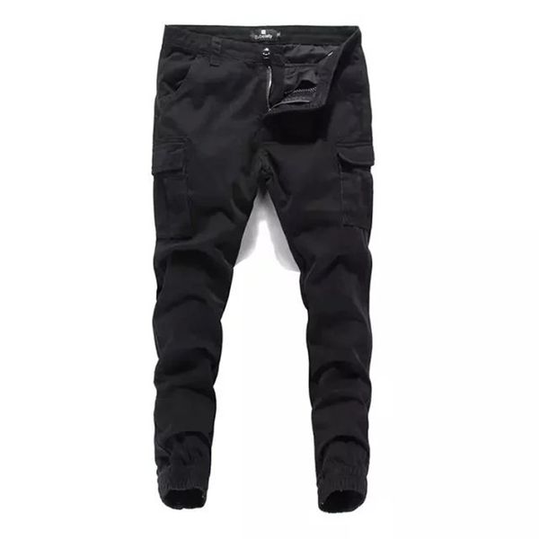 

high grade men`s black jeans jogger pants famous brand clothing casual ankle-length trousers denim pockets tied jeans men a240, Blue
