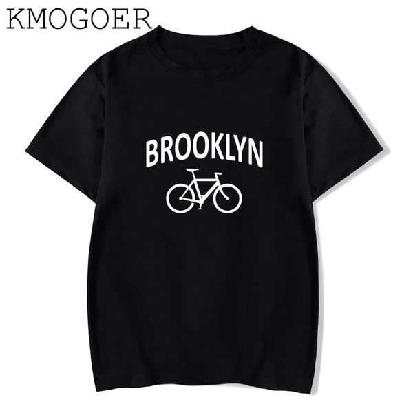 

summer fashion i bike brooklyn nyc print cotton short sleeve bk t shirts homme hip-hop loose plus size, White;black