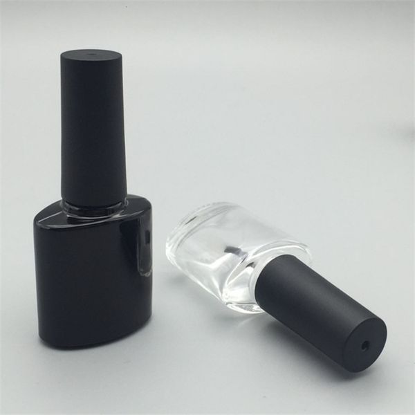 Neue 100 Stück 10 ml leere quadratische Glas-Nagellackflasche in UV-Schwarz und klarer Farbe mit schwarzem Verschluss, schneller Versand