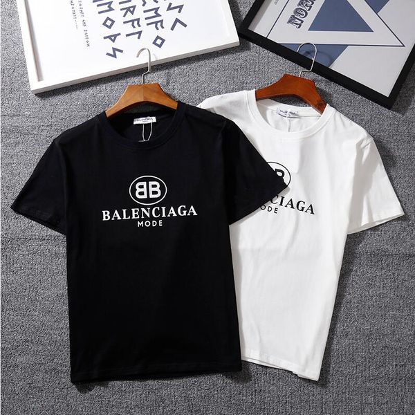 

designers shirts mens fashion brand tshirt aw balenciaga summer causal short sleeve tees men and women casual t-shirt, White