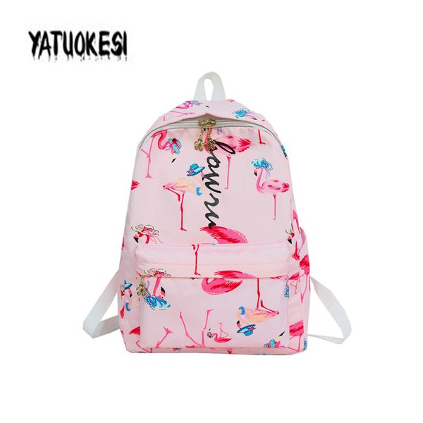 

yatuokesi women japanese&korean harajuku style backpack with flamingo fruit printing small fresh schoolbags mochilas mujer 2020