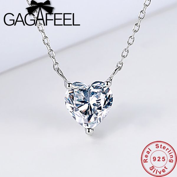 

gagafeel silver color heart necklace pendant zircon crystal ol style necklace with stone for women girl lovely jewelry wholesale