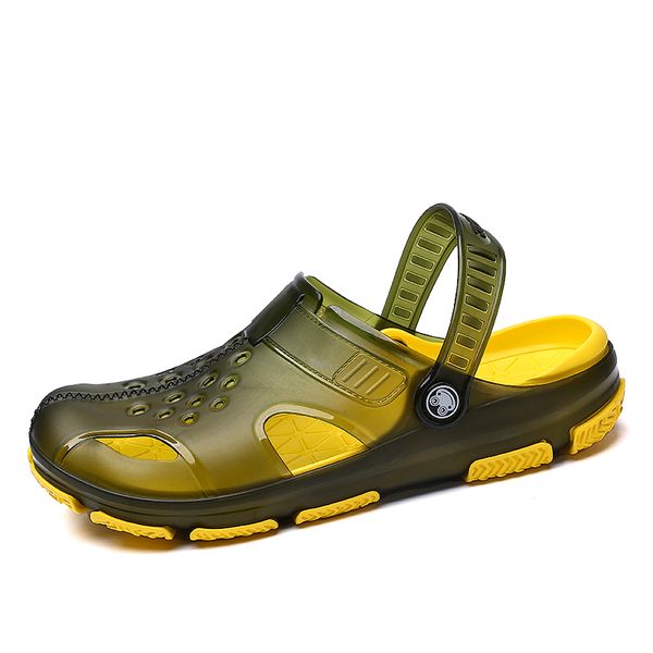 

2020 new trendy summer shoes man sandals yellow beach sandal crocks man shoes slides slippers casual jelly eva, Black