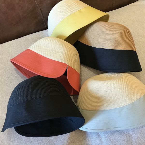 

sunshade fisherman straw straw hat children's fine and tough hong kong papyrus mosaic fisherman hat bucket cap, Blue;gray