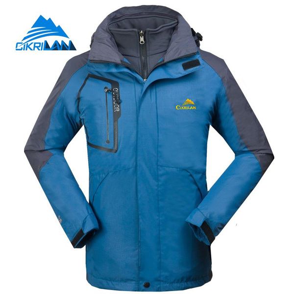 

3in1 waterproof winter outdoor camping hiking jacket men windbreaker warm fleece liner coat snowboard skiing jaqueta masculina, Blue;black