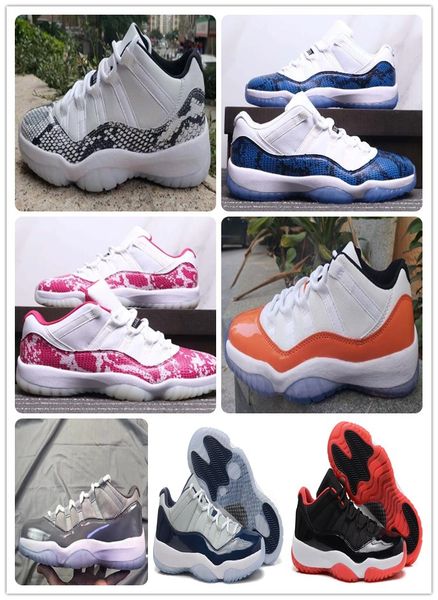 

С коробкой 11 Низкий Темно-Синий Змеиная Кожа Оранжевый Транс Мужская Баскетбольн