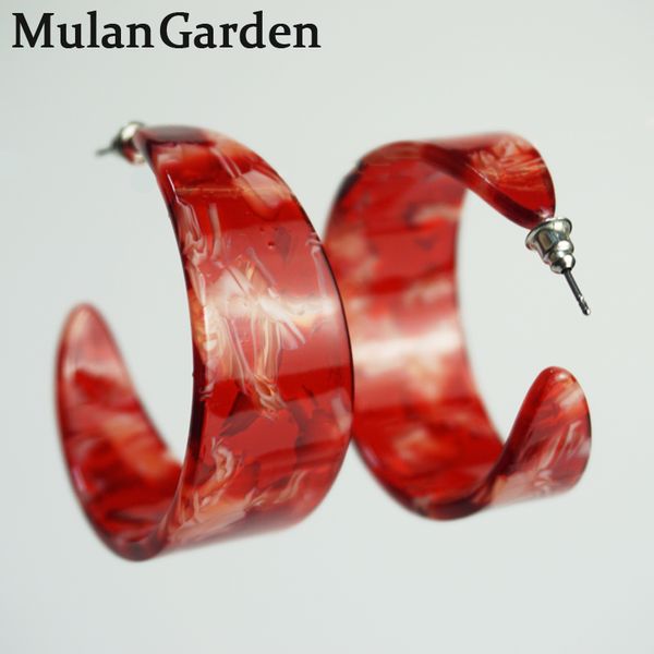 

m&g vintage big red hoop earrings for women green black acrylic earrings hoops fashion jewelry resin jewelry accessories gifts, Golden;silver