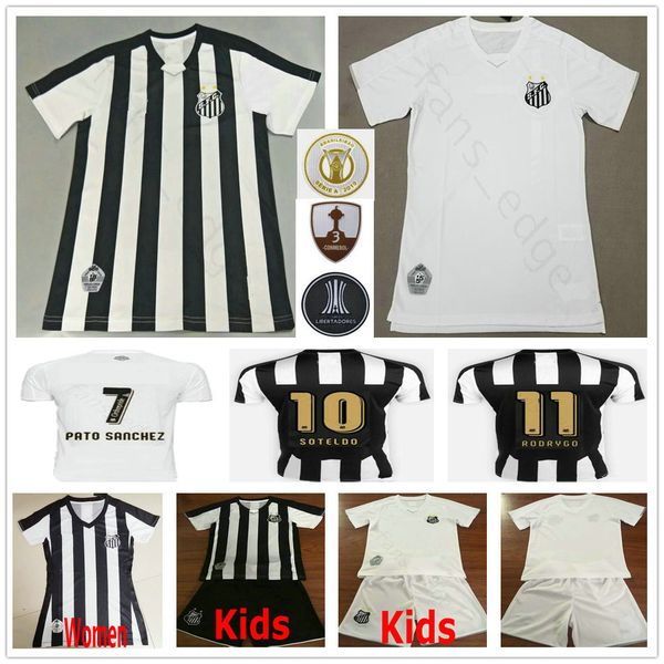 

2019 2020 santos fc soccer jerseys soteldo rodrygo pato gabriel dodo renato sasha custom home away 19 20 man woman kids football shirt, Black;yellow