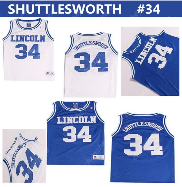

Men's Jesus SHUTTLESWORTH #34 Lincoln He Got Game Movie Basketball Jersey Blue white 100% Stitched
