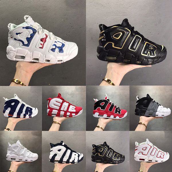 

mens sneakers air more 96 qs uptempo basketball shoes 2019 scottie pippen retro white black golden sports sneakers womens trainers size 13, White;red