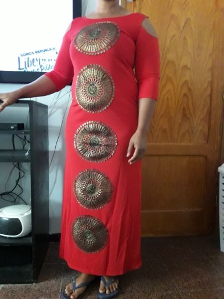 

2017new fashion 100% cotton bazin print dashiki yamadou elastic sleeve loose style color pattern dashiki dress for lady, Red
