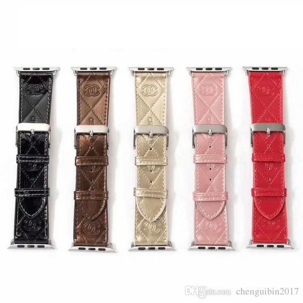 

Отпечатанные буквы C Марка Кожаные ремешки для часов для Apple Watch Band 42мм 38мм 40мм 44мм