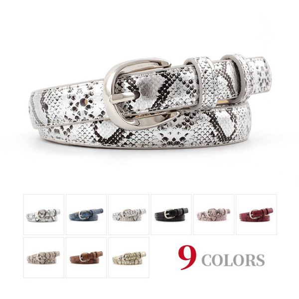 

vintage 1.4cm wide narrow thin snake belt female pink camel gold pin buckle belt snakeskin animale print belts women jeans, Black;brown