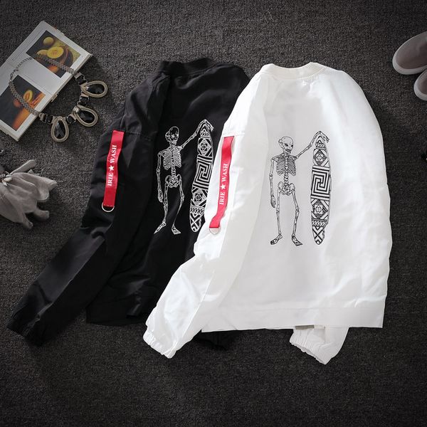 

new 2020 spring summer women ladies skulls bomber jacket long sleeve punk boyfriend coat loose fitting windbreaker coat, Black;brown