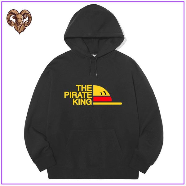 

2020 one piece hoodie mens japanese animse hoodies mens thes pirate king luffys sweatshirts winter autumn fleece pullover youth, Black