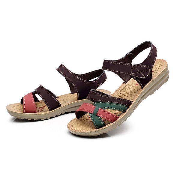 sandalia de dedo de couro feminina