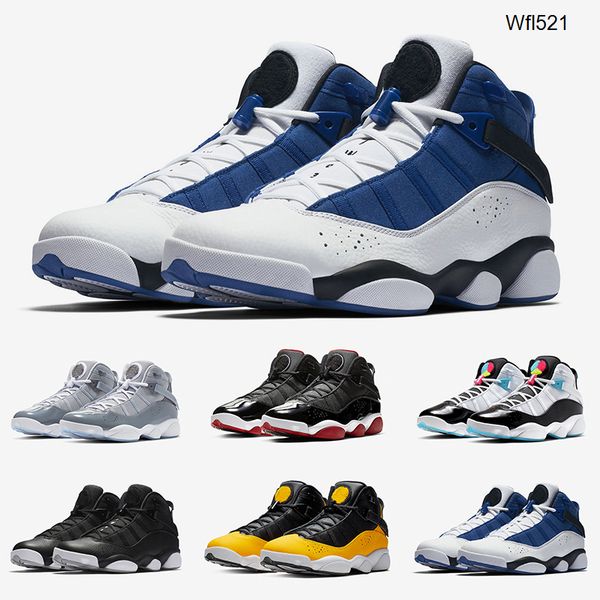 

6 6s six rings mens basketball shoes cool grey jumpman concord bred green ice gym red space jam man classic authentic sports sneakers, Black