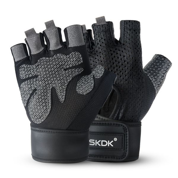 

man outdoor sports half finger gloves breathable fitness riding gloves non-slip riding, Black;gray