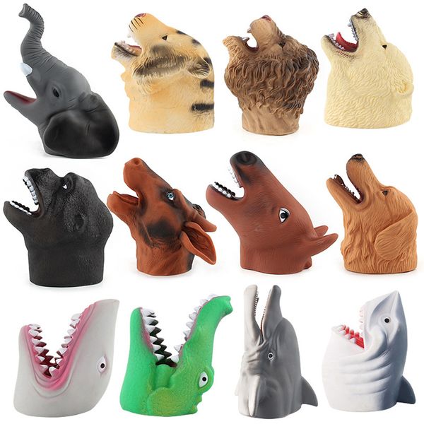 

simulate animal hand puppet head hand puppet playing fun toy for halloween prop home party kids gift