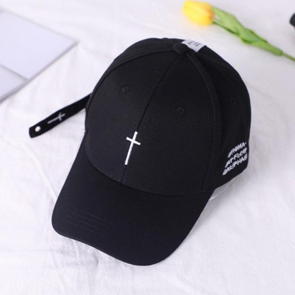 

2019new simple cross embroidery baseball cap hip hop streetwear black white hat outdoor visor sun hats cotton dad caps, Blue;gray