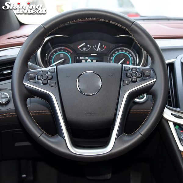 

shining wheat black artificial leather car steering wheel cover for lacrosse 2013-2015