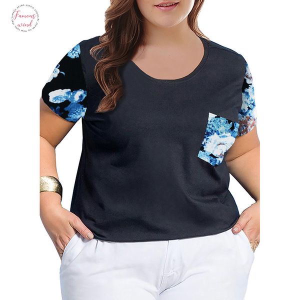 

большой размер 9xl 2020 летняя женщина футболка сыпучие printed лоскутная tshirts женский жир мм плюс размер женская одежда большой размер t, White