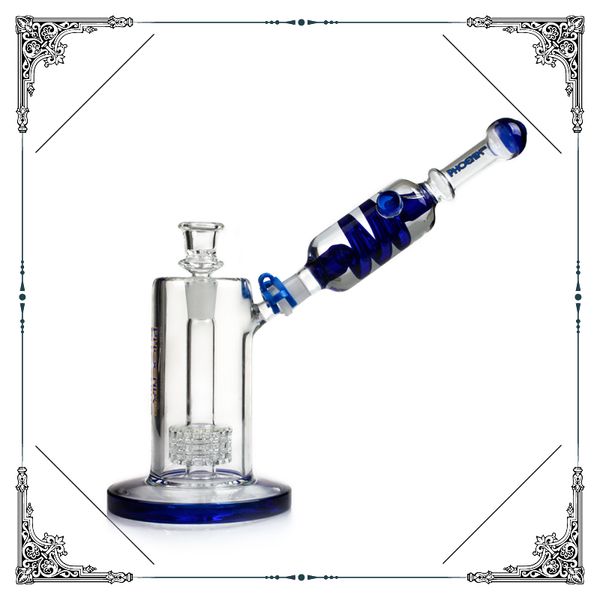 Phoenix-Glas-Bubbler-Bong mit Matrix-Perkolator und gefrierbaren Spulenbongs bilden eine geteilte Glas-Wasserpfeife im Glycerin-Bong-Stil