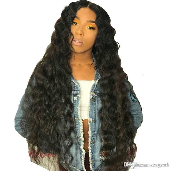 

long length water wave fronthigh temperature wirewigs pre plucked natural black front wigs