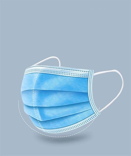 

dhl ship fog mask blue 50 1pcs 3 ply filtering mouthnonwoven elastic earloop salon mouth face masks zzfd