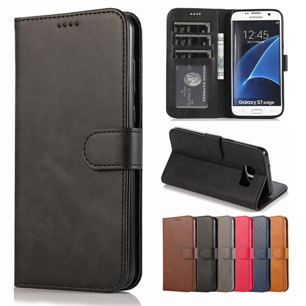 

leather case for samsung galaxy s7 s6 edge s8 s9 s10 plus s10 s10 e 5g case luxury vintage plain wallet phone bags case coque