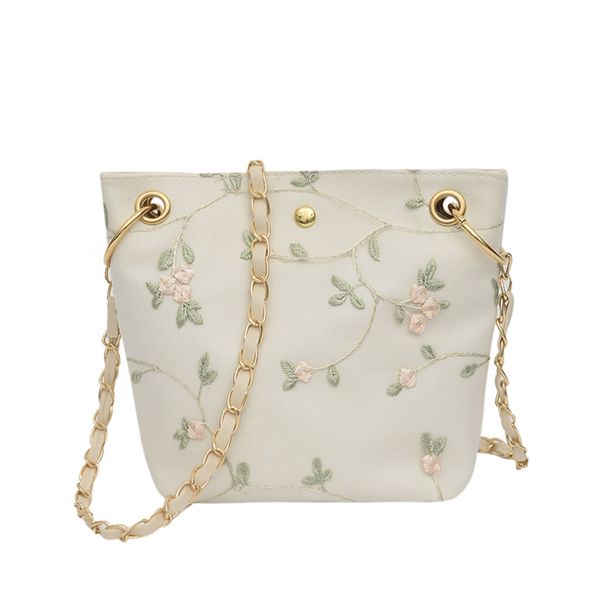 

female stylish embroid bucket bag lace square messenger bag coin purse pu chain hasp crossbody beach bags women bolsas de mujer