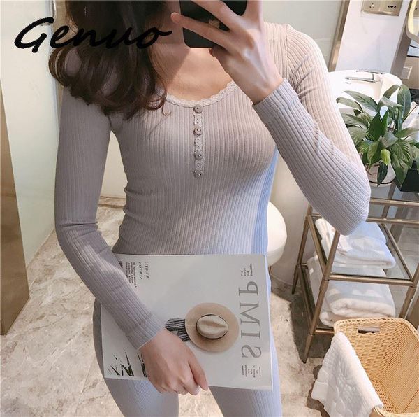 

genuo new thermal underwear sets for women autumn winter long sleeve warm long johns pajamas sleepwear homewear mujer invierno, Black;red