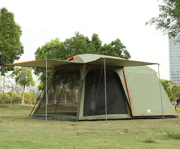

one hall one bedroom 5-8 person use double layer waterproof windproof camping family tent