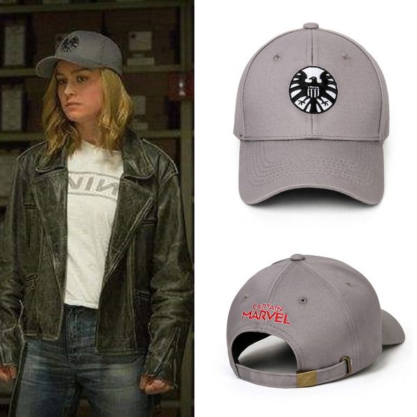 

captain marvel carol danvers cosplay caps adjustable hip hop sun hat embroidered snapback agents of s.h.i.e.l.d. hats, Blue;gray