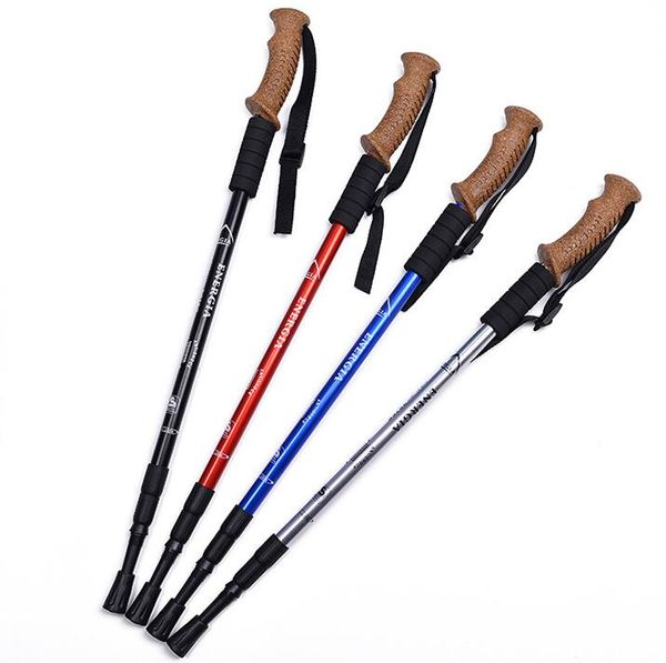 

utdoors trumpet cork trekking poles ultra light telescopic alpenstock multi function straight handle hiking on foot walking stick 11an i1kk