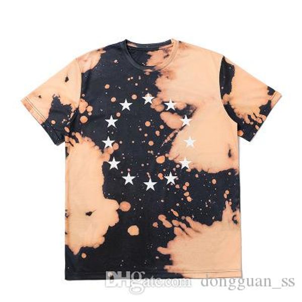 

brown star print hip-hop t shirts men women casaul tee t-shirts, White;black