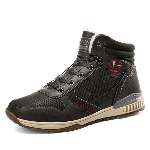 

trend new cashmere keep warm snow boots winter men's boots waterproof work outdoor sneakers men ankle size 39-45, Black