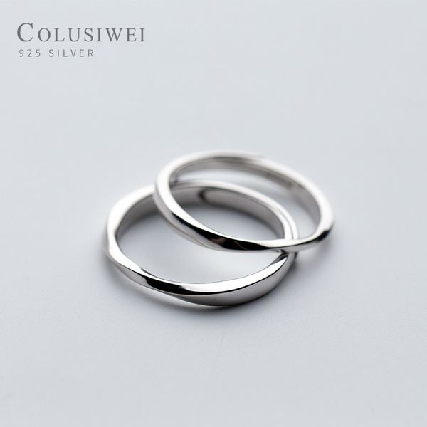 

colusiwei classic couple size rings for men women genuine 925 sterling silver geometric rings fashion jewelry accessories, Golden;silver