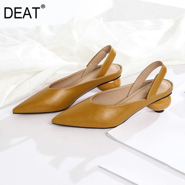 

deat] 2020 new spring summer sharp toe shallow hook hit color pu leather simple strange high heels sandals women fashion 10b039, Black