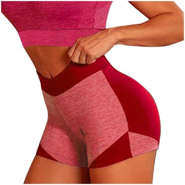 

2020 горячая распродажа шорты женщины повседневная сращивания эластичный высокая талия леггинсы плотные спорт короткая роковой, White;red