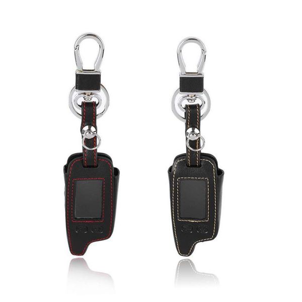 

5 buttons remote leather key cover case for tomahawk tw9010 tw9030 two way alarm system lcd controller keychain