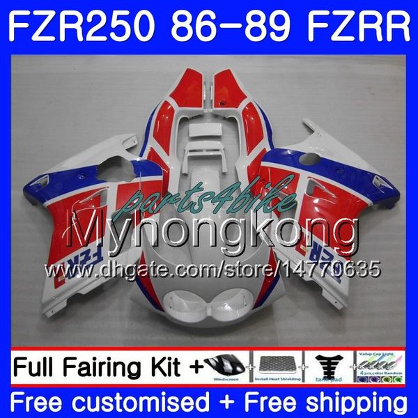 Karosserie für Yamaha FZRR FZR 250R FZR250 FZR250R 86 87 88 89 249HM.18 FZR250RR FZR-250 FZR 250 1986 1987 1988 1989 Lager weiß rot Verkleidungsset