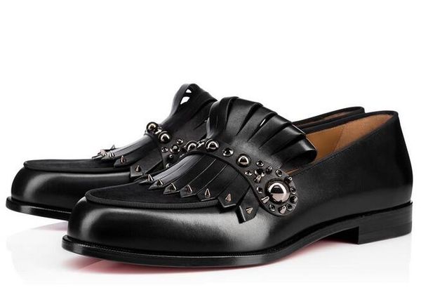 

fashion elegant gentleman party bussiness dress slip on loafers spikes shoes dandelion sneaker red bottom oxford men's leisure black35, Black