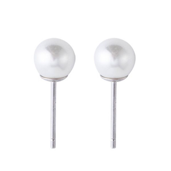 

bead stud earrings hypoallergenic freshwater pearl simple earrings jewelry birthday gift for women, Silver